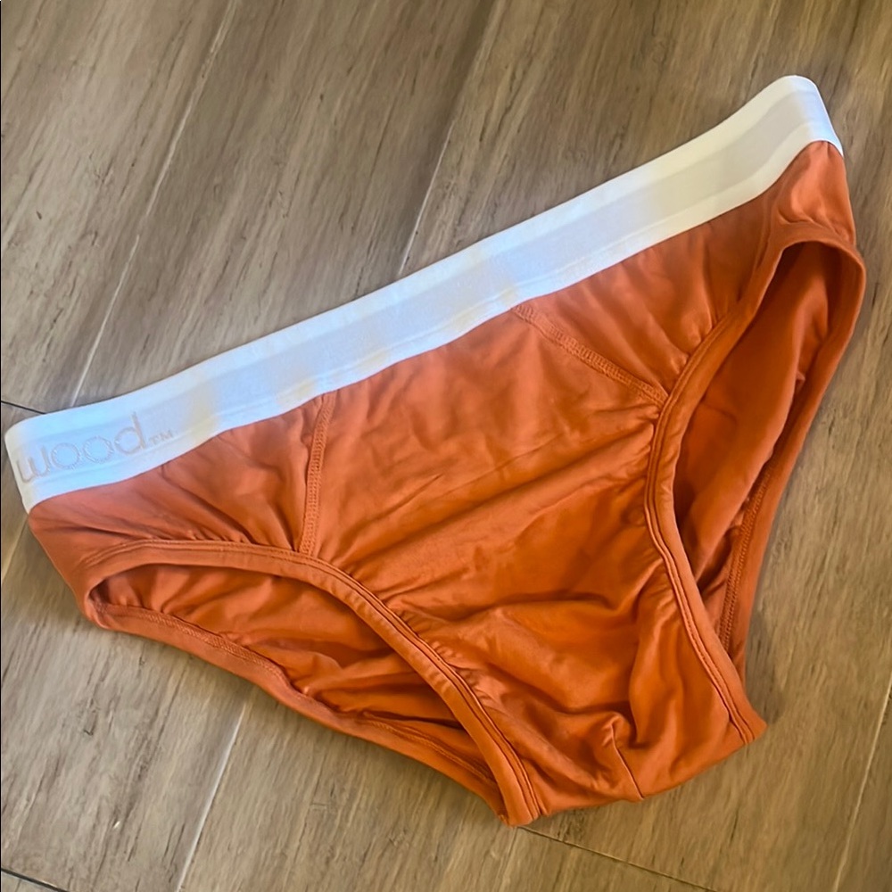 New Wood Orange Briefs with White Waistband Wood is Good XL